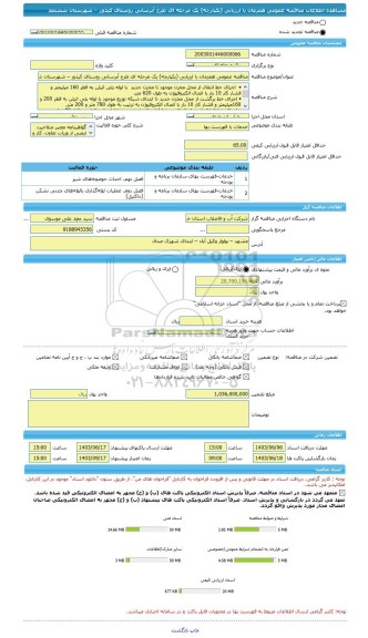 مناقصه، مناقصه عمومی همزمان با ارزیابی (یکپارچه) یک مرحله ای طرح آبرسانی روستای کیذور – شهرستان ششتمد