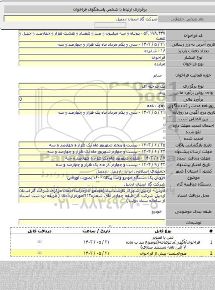 مزایده, فروش یک دستگاه  خودرو وانت پیکان ۱۶۰۰ بصورت اوراقی