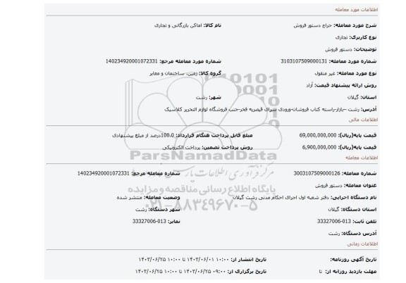 مزایده، دستور فروش