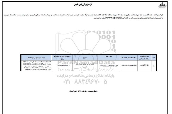 مناقصه الکتروموتور فشار ضعیف ضد انفجار