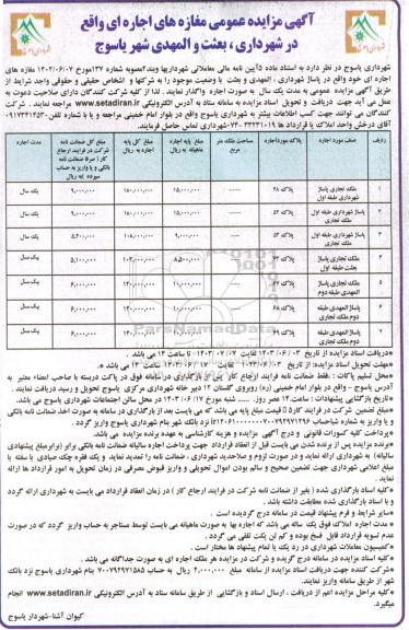 مزایده اجاره مغازه