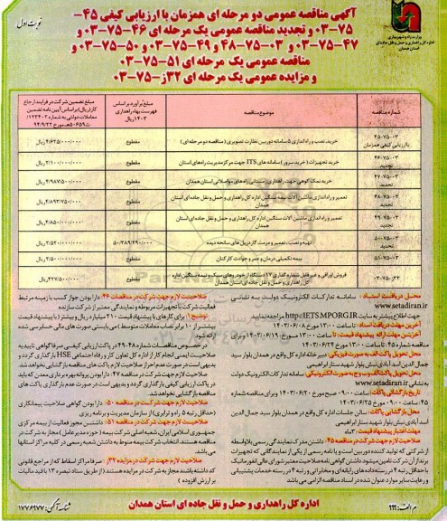 آگهی مناقصه مزایده فروش اوراقی و غیر قابل شماره گذاری 17 دستگاه از خودروهای سبک و نیمه سنگین