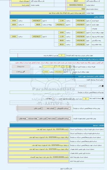 مزایده ، اجازه بهره برداری از زمین بازی کودکان پارک ولایت مرحله دوم