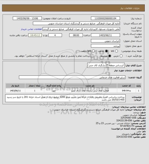 استعلام آبرسانی منطقه گردشگری کال جنی