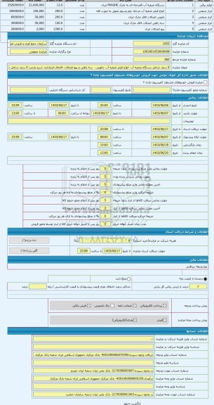 مزایده ، 5 ردیف شامل دستگاه تصفیه آب -انواع فیلتر تصفیه آب -زانویی ،  سه راهی و پیچ اتصالات -قاچاق-انباراداره