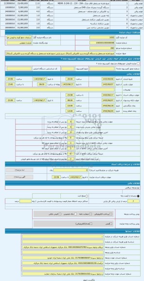 مزایده ، منبع تغذیه مستعمل و دستگاه گیرنده و برد الکتریکی (انبار4)