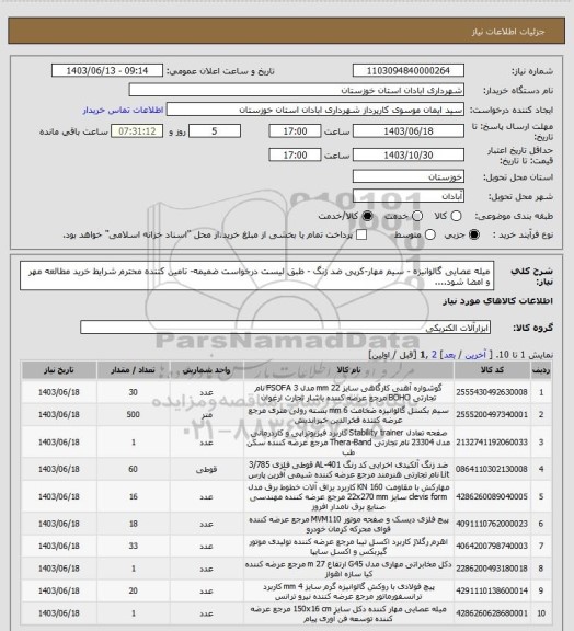 استعلام میله عصایی گالوانیزه - سیم مهار-کرپی ضد زنگ - طبق لیست درخواست ضمیمه- تامین کننده محترم شرایط خرید مطالعه مهر و امضا شود....