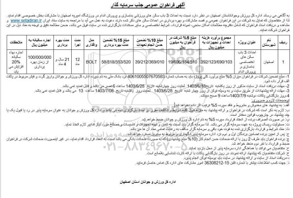 مناقصه و مزایده فراخوان عمومی جذب سرمایه گذار