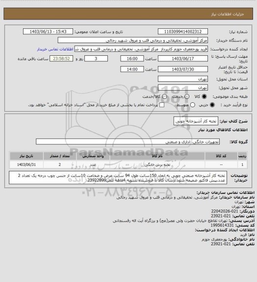 استعلام تخته کار آشپزخانه چوبی