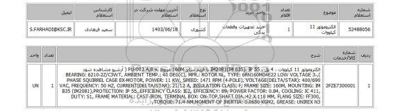 استعلام الکتروموتور 11 کیلووات