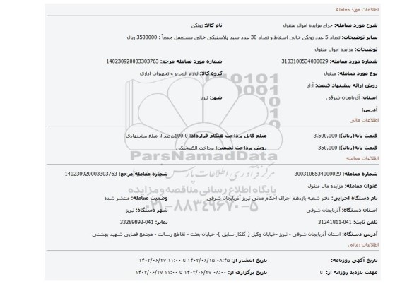 مزایده، مزایده اموال منقول