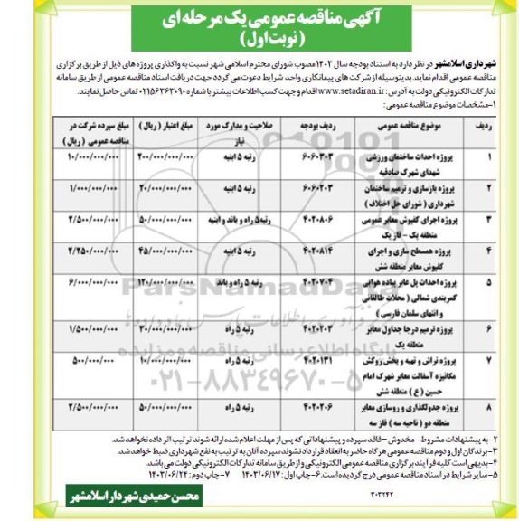 مناقصه واگذاری پروژه احداث ساختمان ورزشی....