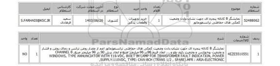 استعلام نمایشگر 8 کاناله پنجره ای جهت نشان دادن وضعیت کمکی های حفاظتی ترانسفورماتور