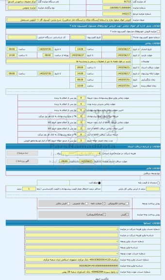 مزایده ، کپسول گاز ۱۱ کیلویی مستعمل