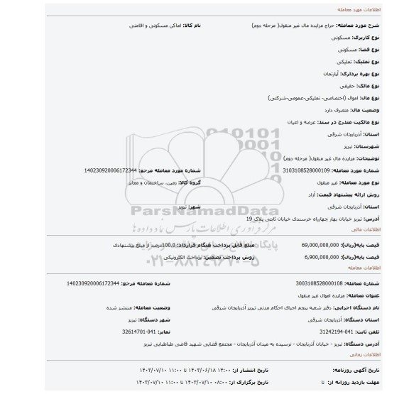 مزایده، مزایده مال غیر منقول(  مرحله دوم)