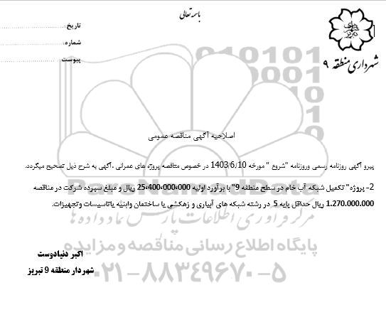 اصلاحیه مناقصه پروژه عملیات ساماندهی ضلع شرقی جاده ...