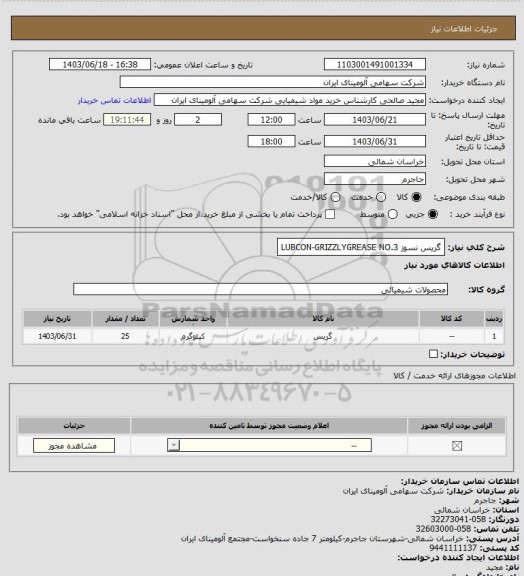 استعلام گریس نسوز LUBCON-GRIZZLYGREASE NO.3