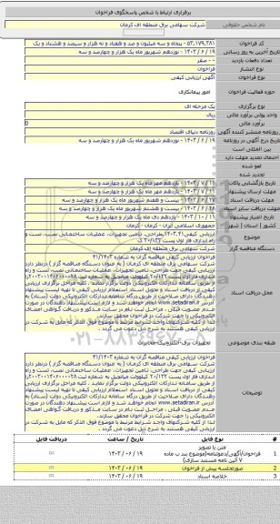 مناقصه, ارزیابی کیفی۱۴۰۳.۴۱ـطراحی، تامین تجهیزات، عملیات ساختمانی نصب، تست و راه اندازی فاز اول پست ۲۰/۱۳۲ ک