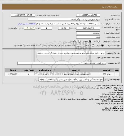 استعلام ساخت فلوتر مربوط به سوئیچ های سطح مایع (طبق نمونه) پالایشگاه شیرین سازی