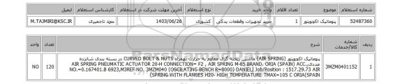 استعلام پنوماتیک اکچویتور