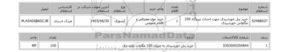 استعلام خرید پنل خورشیدی جهت احداث نیروگاه  100 مگاواتی خورشیدی