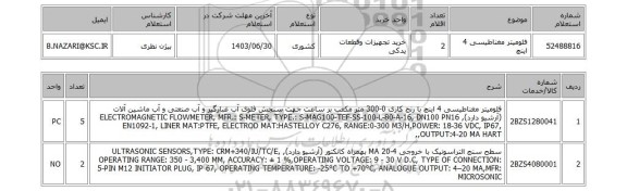 استعلام فلومیتر مغناطیسی 4 اینچ