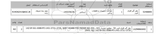 استعلام بغل گیر فلزی فیدر