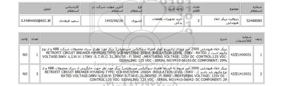 استعلام رتروفیت بریکر خلاء هیوندایی