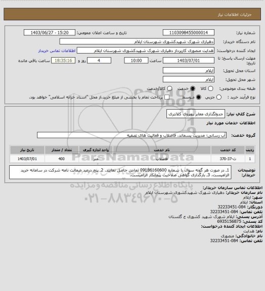 استعلام جدولگذاری معابر روبروی کلانتری