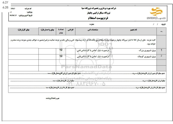 استعلام ورق شیپوری بزرگ...