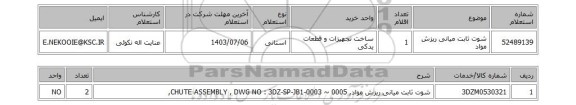 استعلام شوت ثابت میانی ریزش مواد