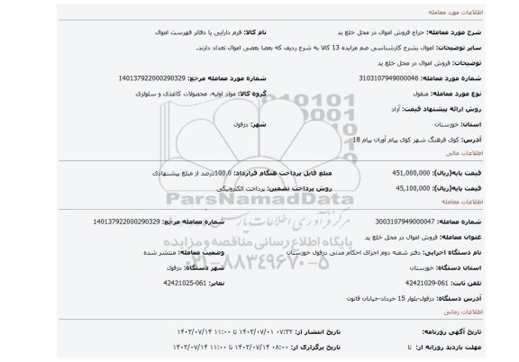 مزایده، فروش اموال در محل خلع ید