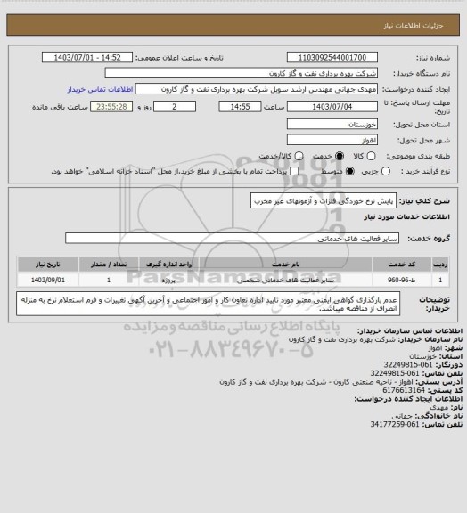 استعلام پایش نرخ خوردگی فلزات و آزمونهای غیر مخرب