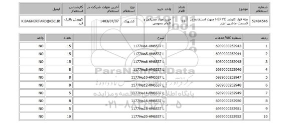 استعلام مته فول کارباید HEPYC جهت استفاده در قسمت ماشین ابزار