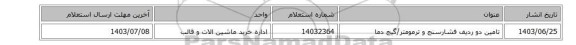 تامین دو ردیف فشارسنج و ترمومتر/گیج دما