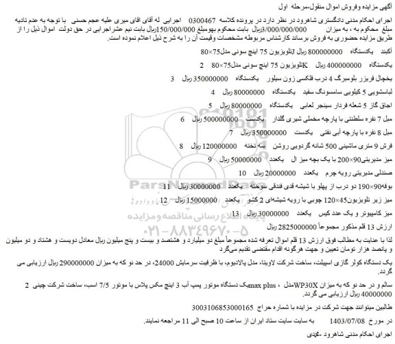 مزایده تلویزیون 75 اینچ....