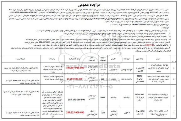 مزایده  املاک مازاد 