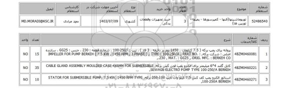 استعلام توربوماشینها(فنها - کمپرسورها - پمپها - توربین ها)