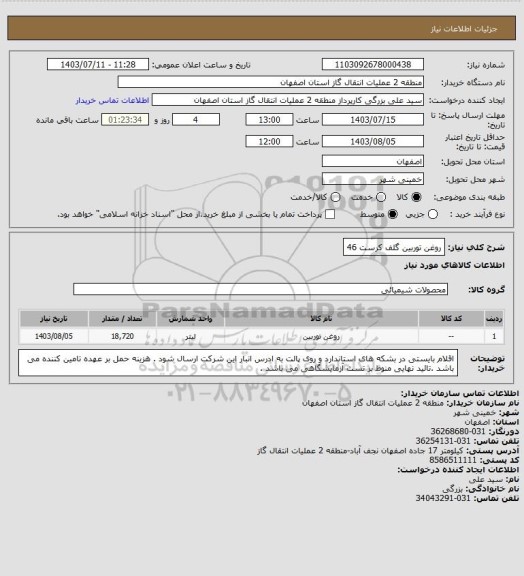 استعلام روغن توربین گلف کرست 46