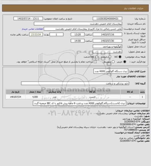 استعلام نیدل دستگاه گلوکومتر 4000 عدد