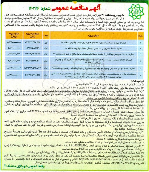 مناقصه عملیات مرمت و مناسب سازی ساختمانهای اداری....