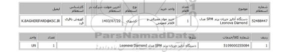 استعلام دستگاه آنالیز جریان برند SPM مدل Leonova Diamond