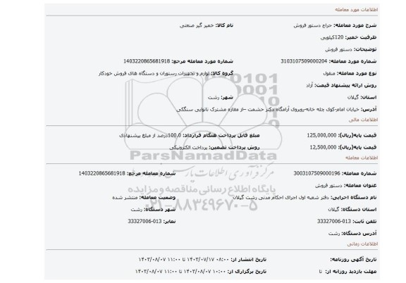 مزایده، دستور فروش