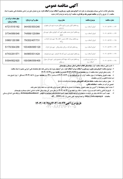 مناقصه اجرای بسترسازی، زیرسازی و آسفالت سرد و آسفالت گرم