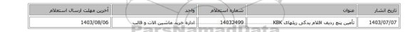 تأمین پنچ ردیف اقلام یدکی ریلهای KBK