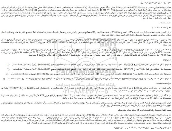 مزایده فروش یک باب مغازه با کاربری فست فودی