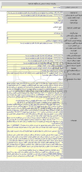 مناقصه, تهیه٬ طبخ و توزیع غذای کارکنان شرکت مدیریت تولید برق لوشان