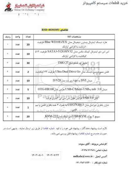 استعلام هارد دیسک اینترنال وسترن دیجیتال مدل Blue WD10EZEX ظرفیت 1 ترابایت ...