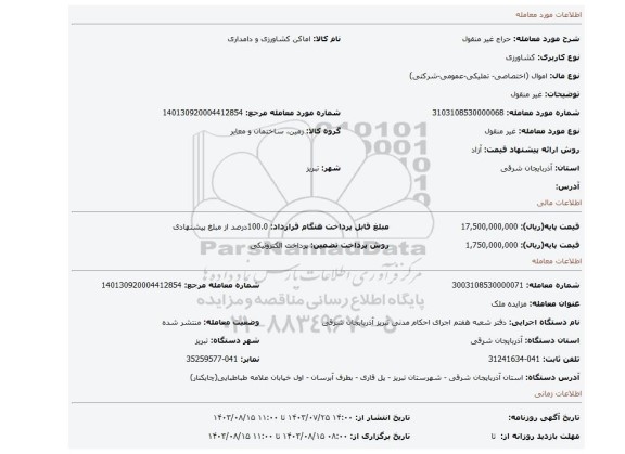 مزایده، غیر منقول