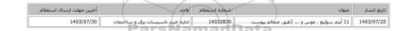 11 آیتم سوئیچ ، موس و ... (طبق ضمائم پیوست